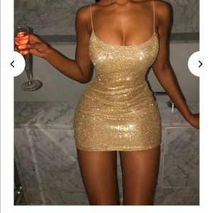 Gold mini dress